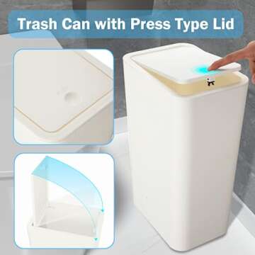 SHPMXUPW Slim Trash Can 3 Pack for Small Spaces