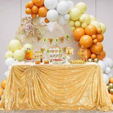 B-COOL Gold Sequin Tablecloth Party Glitter Tablecloth Sparkly Table Cloth 60x102 Inches Rectangle C...