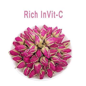 MQUPIN Rose Bud Tea Dried Red Rose-100% Natural Pure Flower Edible Buds Tea Culinary Food Grade Red ...