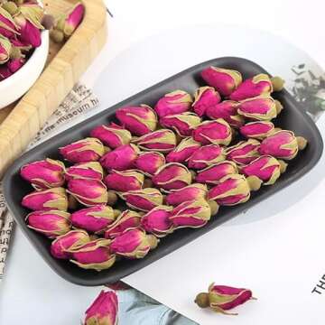 MQUPIN Rose Bud Tea Dried Red Rose-100% Natural Pure Flower Edible Buds Tea Culinary Food Grade Red Rosebud for Drinking DIY Gift(Red Rosebud (90g))