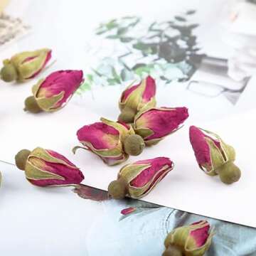 MQUPIN Rose Bud Tea Dried Red Rose-100% Natural Pure Flower Edible Buds Tea Culinary Food Grade Red Rosebud for Drinking DIY Gift(Red Rosebud (90g))