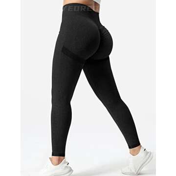 YEOREO Scrunch Butt Lift Leggings for Women Workout Yoga Pants Ruched Booty High Waist Seamless Leggings Compression Tights Black L