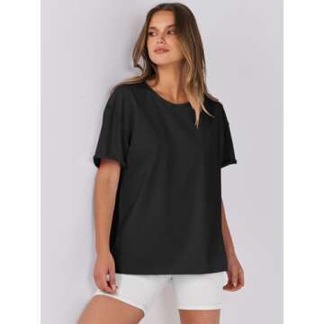 ANRABESS Womens Tops Oversized T Shirts Loose Fit Short Sleeve Crewneck Summer Casual 2025 Trendy Boxy Tee Blouse Black XX-Large