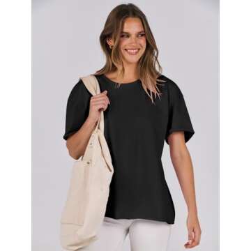 ANRABESS Womens Tops Oversized T Shirts Loose Fit Short Sleeve Crewneck Summer Casual 2025 Trendy Boxy Tee Blouse Black XX-Large