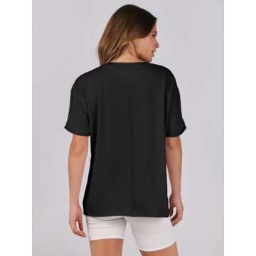 ANRABESS Womens Tops Oversized T Shirts Loose Fit Short Sleeve Crewneck Summer Casual 2025 Trendy Boxy Tee Blouse Black XX-Large