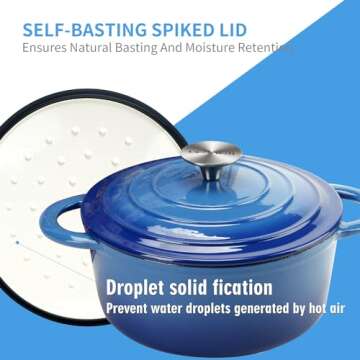 Cookwin Dutch Oven 5 Quart Enameled Cast Iron Pot with Self Basting Lid - Stylish & Durable Cooking ...