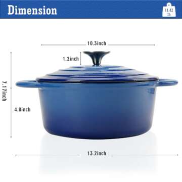 5 Quart Enameled Cast Iron Dutch Oven for All Cooks