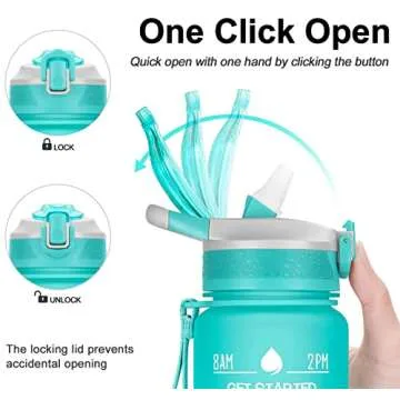 MEITAGIE 32oz Leakproof Motivational Sports Water Bottle with Straw & Time Marker, Flip Top Durable BPA Free Tritan Non-Toxic Frosted Bottle Perfect for Office, School, Gym and Workout (Ombre:
