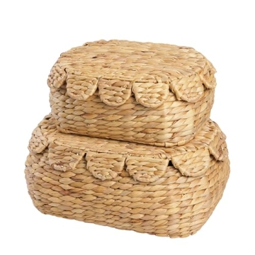 Stylish Hand-Woven Wicker Storage Baskets with Lid by LUSYDECO
