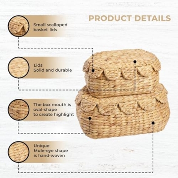 Stylish Hand-Woven Wicker Storage Baskets with Lid by LUSYDECO