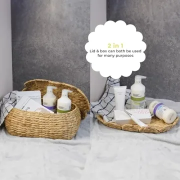 Stylish Hand-Woven Wicker Storage Baskets with Lid by LUSYDECO