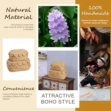 Stylish Hand-Woven Wicker Storage Baskets with Lid by LUSYDECO