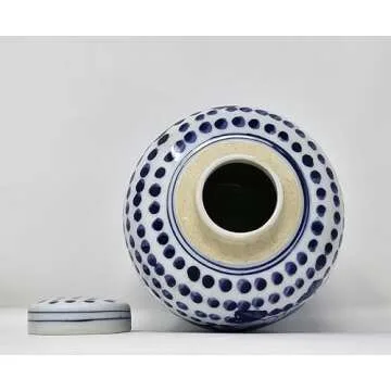 Festcool Antique Style Blue and White Porcelain Flowers Ceramic Covered Jar Vase, China Ming Style, Jingdezhen Chinese (L1)