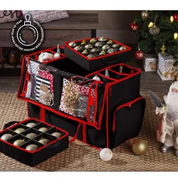 ZOBER Super Rigid Christmas Ornament Storage Box Black