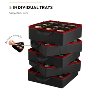 ZOBER Super Rigid Christmas Ornament Storage Box Black