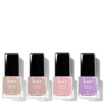 LONDONTOWN Perfecting Nail Veil Mini Set - Enhancing Nail Care Color, Nail Protectant, Nail Strengthener, Natural Tint, Vegan and Cruelty-Free, Chip-Resistant, 4 Piece, 0.24 fl. oz. each