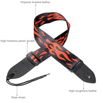 Widened Polyester Printed Guitar Strap for Standard Size Folk Guitars/Electric Guitars/Bass/Classical Guitars