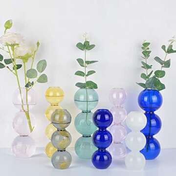 MEUMITY Clear Glass Bubble Hydroponic Vase,7 Inch Cute Style Bubble Vase Unique Floral Vase Creative...
