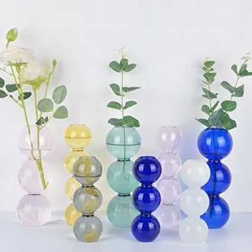 MEUMITY Clear Glass Bubble Hydroponic Vase,7 Inch Cute Style Bubble Vase Unique Floral Vase Creative...