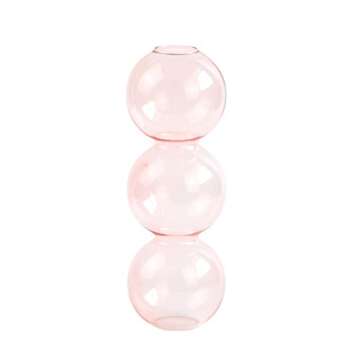 MEUMITY Clear Glass Bubble Hydroponic Vase,7 Inch Cute Style Bubble Vase Unique Floral Vase Creative Globose Vase for Wedding Table Centerpieces Home Decoration(Pink,3)
