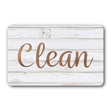 Dark Brown Wood Clean Dirty Magnet for Dishwasher, Reversible Dishwasher Magnet Clean Dirty Sign, Do...