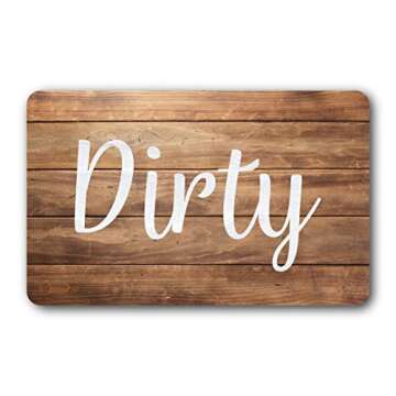 Dark Brown Wood Clean Dirty Magnet for Dishwasher, Reversible Dishwasher Magnet Clean Dirty Sign, Double Sided Strong Kitchen Flip Indicator, Bonus Universal Magnetic Plate, Dark Brown Wood Magnet