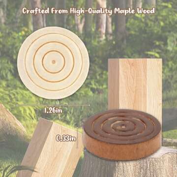 QuadPro Wooden Checkers Pieces - 24 Premium Maple Checkers with Velvet Bag for Backgammon & Checkers