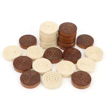 QuadPro Wooden Checkers Pieces for Checkers & Backgammon