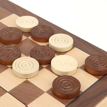 QuadPro Wooden Checkers Pieces for Checkers & Backgammon