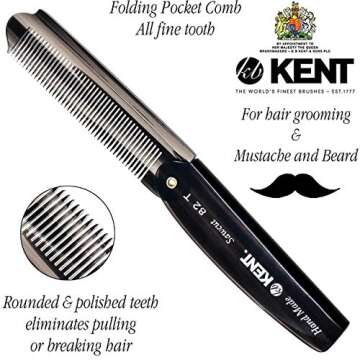 Kent 82T Handmade Folding Pocket Comb - Stylish Grooming Companion
