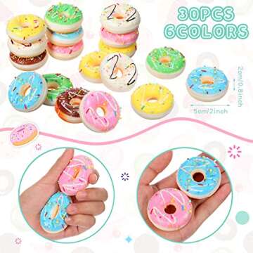 30 Pcs Donut Stress Balls Donut Party Favors Funny Squeeze Balls Stress Relief Sensory Doughnut Toys...