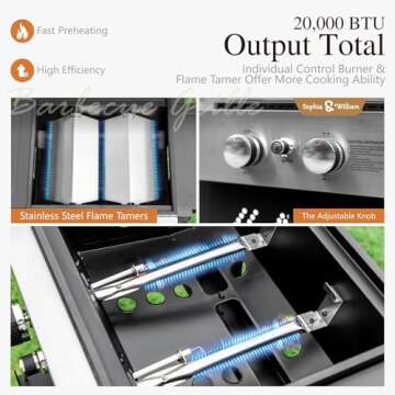 Sophia & William 2-Burner BBQ Grill & Griddle Combo