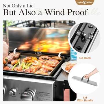 Sophia & William 2-Burner BBQ Grill & Griddle Combo