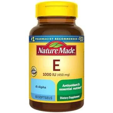 Nature Made Vitamin E 1000 IU Softgels - 60 Count for Skin Health and Antioxidant Support