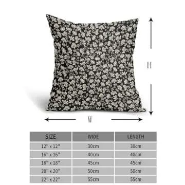 Black Brown Daisy Floral Block Print Pillow Covers 20X20 Inch Vintage Flowers Decorative Square Pillow Cases Set of 2 Farmhouse Home Decor Cotton Linen Throw Pillows For Sofa Couch Cushion Outdoor