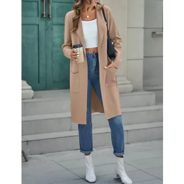 Stylish MEROKEETY Women's Open Front Coatigan Sweater with Pockets