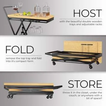 Stylish Rolling Bar Cart with Wheels for Home Use