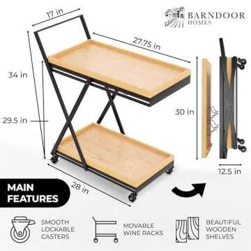 Stylish Rolling Bar Cart with Wheels for Home Use