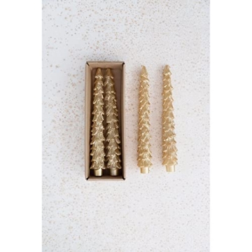 Gold Tree Shaped Taper Candles for Elegant Holiday Decor