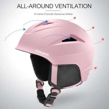 Odoland Snowboard Helmet, Ski Helmet with Ski Goggles for Adults, Durable PC Shell & EPS Foam, Safety Snow Helmets Goggles for Men Women Youth, Light Pink, S