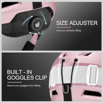 Odoland Snowboard Helmet, Ski Helmet with Ski Goggles for Adults, Durable PC Shell & EPS Foam, Safety Snow Helmets Goggles for Men Women Youth, Light Pink, S