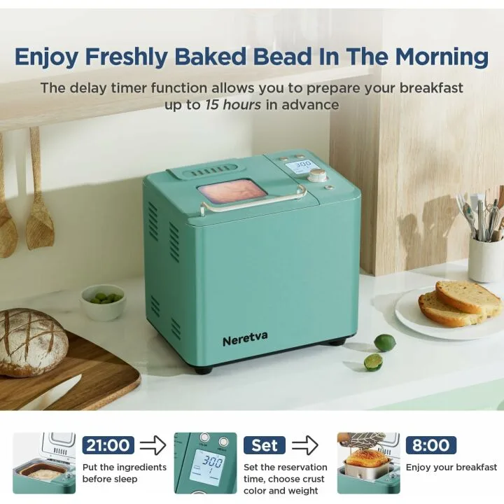 Neretva Bread Maker Machine 20-in-1 with Recipes