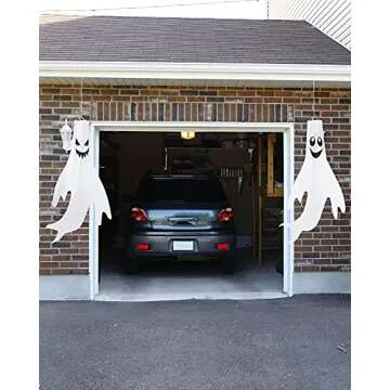 Shappy 4 Pieces 43 Inch 18 Inch Halloween Ghost Decorations Halloween Ghost Windsocks Halloween Decorations for Home Halloween Decor Halloween Decorations Outside for Party Supplies (White Background)