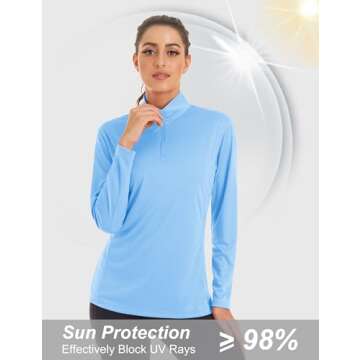 Women's UV Protection Long Sleeve Casual Running Performance Athletic Tank Top Gym Rash Guard Sun Sh...