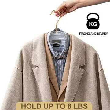 Quality Acrylic Clear Hangers, 5 Pack Clear Lucite Acrylic for a Luxurious Look and Feel with Swivel Hook, Suit Coat Shirt Dress Hangers (Clear - Matte Gold Hook, 5)