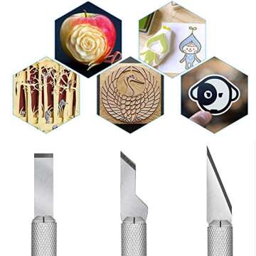 2 Pieces Craft Knife Hobby Knife with 42 Pieces Stainless Steel Blades Kit for Cutting Carving Scrap...