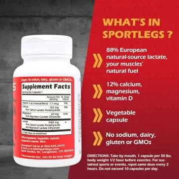 SPORTLEGS Fast Fitness Boost Pre Workout for Men and Women, Lactic Acid Supplement, Sports Endurance Fuel, Endurance Supplements for Runners - NSF Certified for Sport,120-Capsule Bottle, Pack of 1
