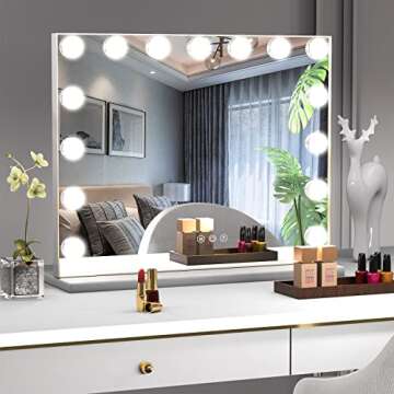 Manocorro Vanity Mirror with Lights, Hollywood Makeup Mirror Large Vanity Lighted Mirror with 15 LED...