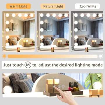 Manocorro Lighted Vanity Mirror with 15 LED Bulbs