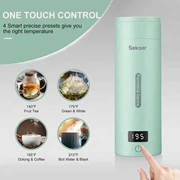 Sekaer Travel Electric Tea Kettle Portable Small Mini Coffee Kettle, with 4 Variable Presets, Personal Hot Water Boiler 304 Stainless Steel with Auto Shut-Off & Boil Dry Protection, SY-618G